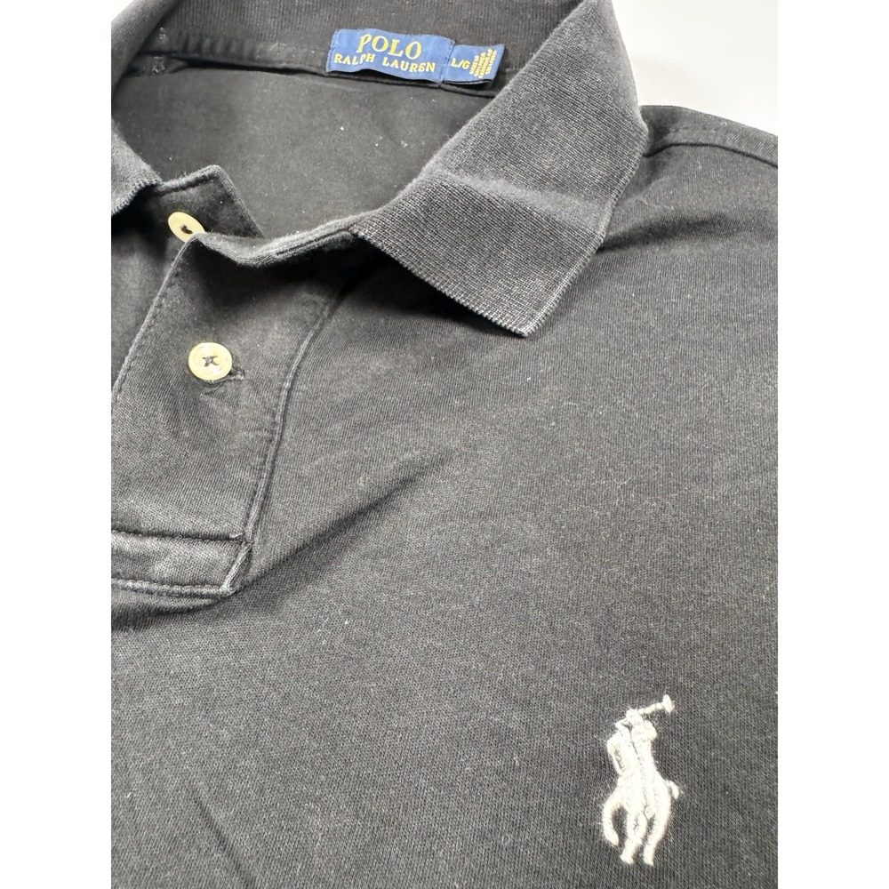 Polo Ralph Lauren Mens Polo Shirt Large Black White Pony Short Sleeve - Picture 4 of 6